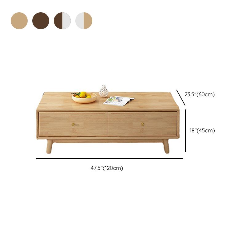 Wooden Coffee Table with 2 Drawers and 4 Wooden Legs in Brone for Living Room Clearhalo 'Coffee & Accent Tables' 'Coffee Tables' 'coffee_tables' 'furn' 'furn_coffee_tables' 'Furniture' 'Living Room Furniture' 1200x1200_0ac85fc4-88ad-45fd-b142-40939ff47ad6