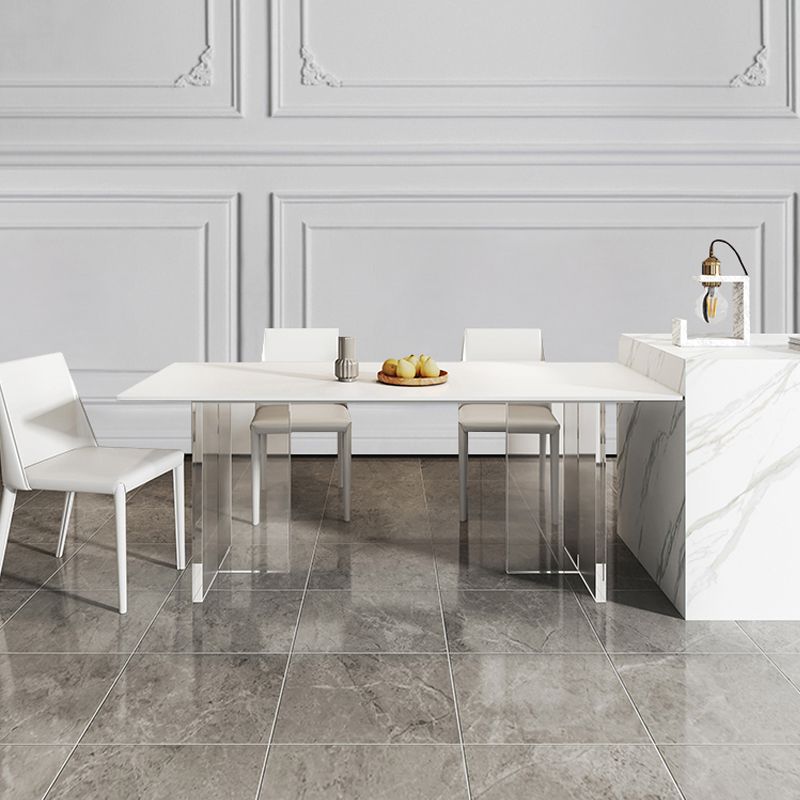 Modern Style Sintered Stone Dining Table Set White 1/4/6/7/8 Pieces Dining Set Clearhalo 'Dining Room Sets' 'Dining Tables & Seating' 'dining_room_set' 'furn' 'furn_dining_room_set' 'Furniture' 'Kitchen & Dining Furniture' 1200x1200_0ac8b700-240a-4d52-a9f3-9b48d29b6357