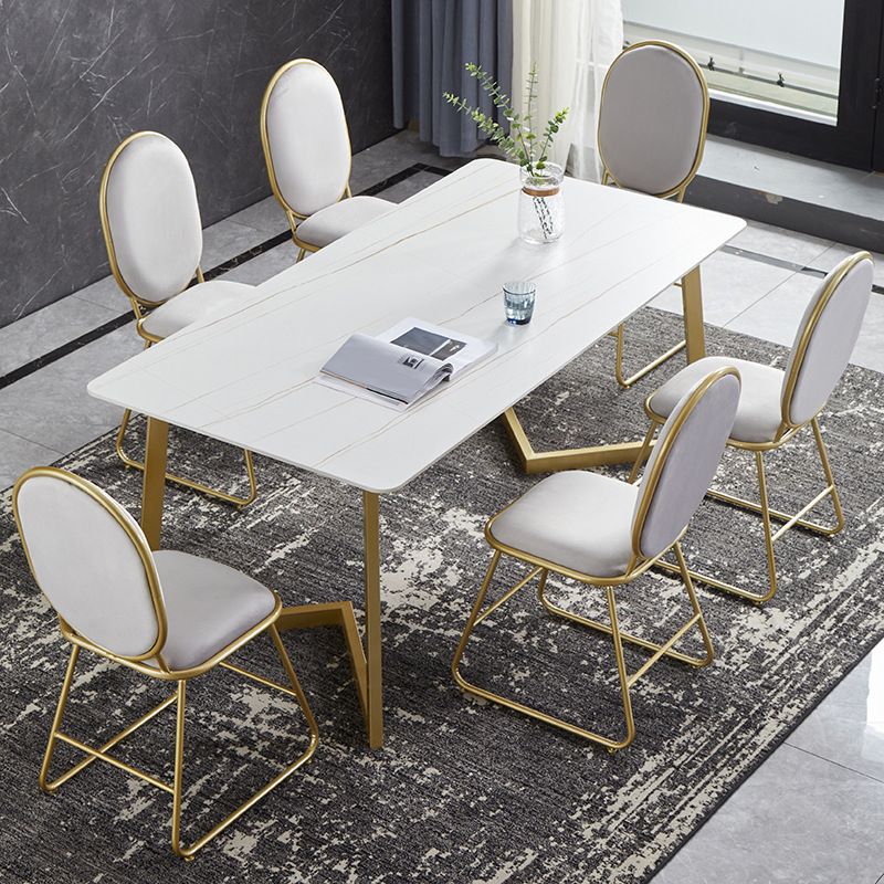 Hochglänzender weißer Esstisch Set 1/4/5/7 Stücke Glam