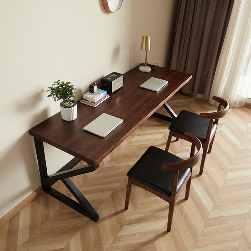 Industrieel schrijfbureau rechthoekig vast hout dennenkantoor bureau