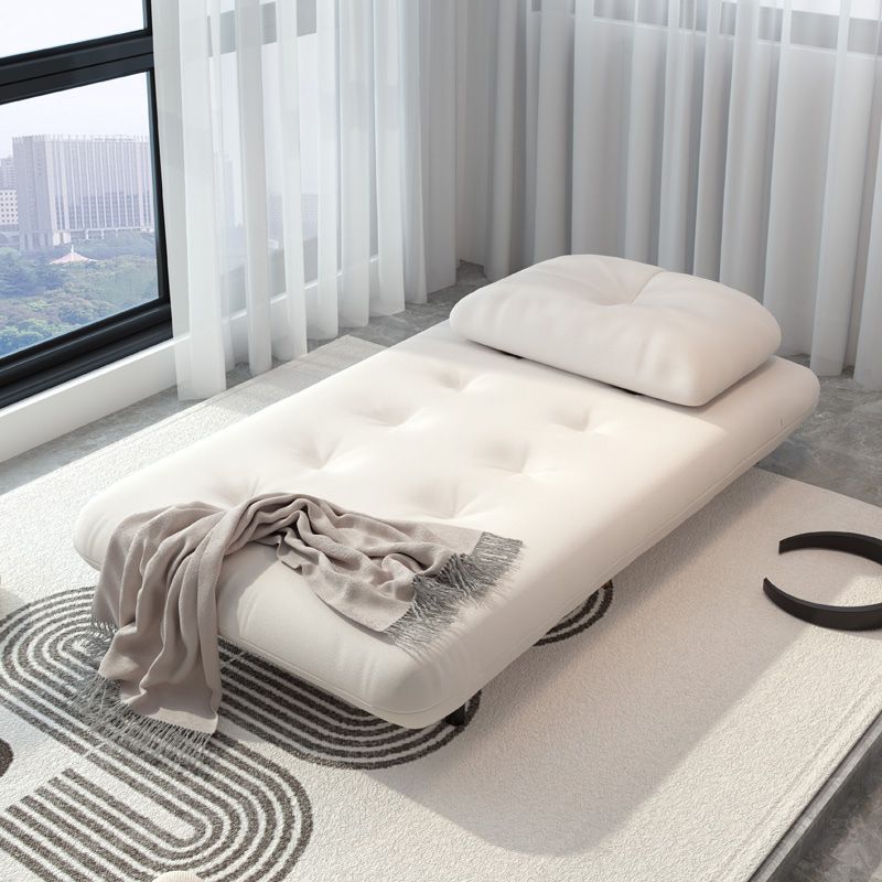 Divano con divano trapuntato glam in tessuto in tessuto convertibile in bianco in bianco