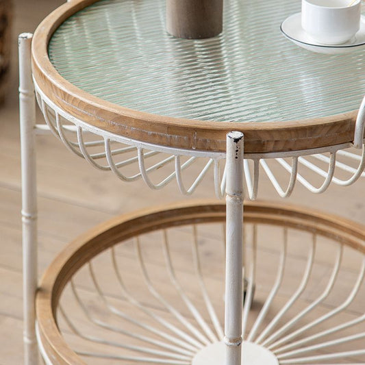 Tavolo da gambe a croce metalliche tavolino accento superiore in vetro bianco