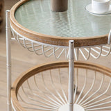 Metallkreuzbeine Endtisch weißer Glasobertisch Akzent