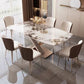 Mesa de comedor de estilo moderno, mesa rectangular con base metálica para comedor