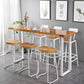 Contemporary 1/2/4/7 Pieces Bar Table Set Rectangle Wood Bar Table with Wood Stools