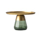 Modern Style Black/gold Metal Table Top Glass Base Round Side Table