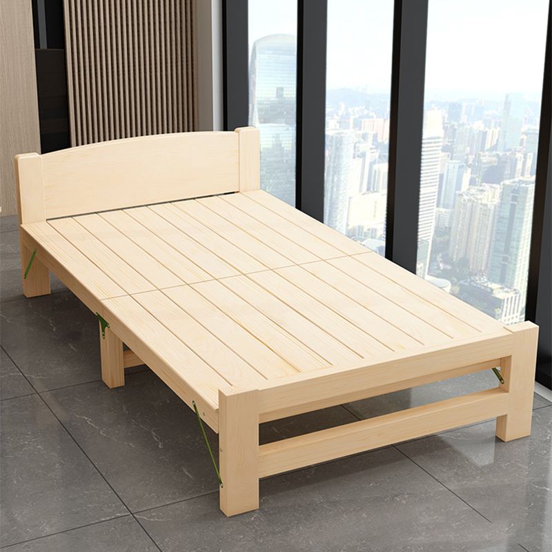 Natural Pine Wood Bed Frame Nordic 21.65" H Folding Bed with Headboard Clearhalo 'Bedroom Furniture' 'Beds' 'furn' 'furn_beds' 'Furniture' 1200x1200_0acfb490-e25c-4a3a-b88a-dbd34461dc3b