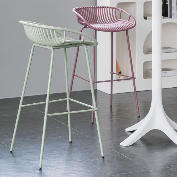 Contemporary Footrest Metal Barstool Matte Finish Restaurant Stool Clearhalo 'Bar Furniture' 'Bar Stools' 'bar_stools' 'furn' 'furn_bar_stools' 'Furniture' 'furniture_bar_stools' 'Kitchen & Dining Furniture' 1200x1200_0ad1a311-c006-42f6-9198-27ce80cdcc94