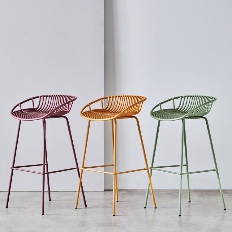 Contemporary Milk Tea Shop Footrest Stool Matte Finish Metal Barstool Clearhalo 'Bar Furniture' 'Bar Stools' 'bar_stools' 'furn' 'furn_bar_stools' 'Furniture' 'furniture_bar_stools' 'Kitchen & Dining Furniture' 1200x1200_0ad1bc50-e05e-4dc8-bdac-77efbb838e45