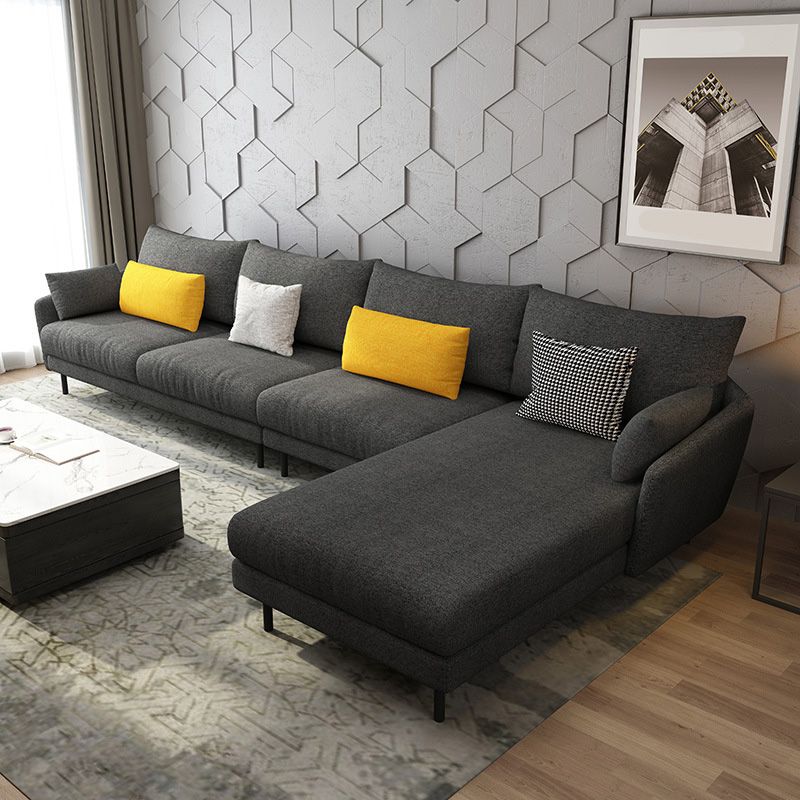 Divano e chaise in tessuto in stile moderno 141,73 "W quadrato sezionale