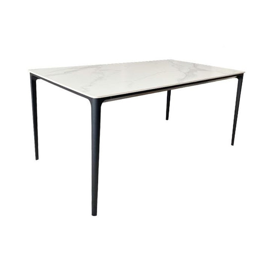 Modern Style Traditional Height Dining Set with White Fixed Table and 4 Black Legs Base Clearhalo 'Dining Room Sets' 'Dining Tables & Seating' 'dining_room_set' 'furn' 'furn_dining_room_set' 'Furniture' 'furniture_dining_room_set' 'Kitchen & Dining Furniture' 'kitchen&dining_furn' 'kitchen' 1200x1200_0ad49c33-9d1d-4478-b5d8-470b80550a4e