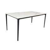 Modern Style Traditional Height Dining Set with White Fixed Table and 4 Black Legs Base Clearhalo 'Dining Room Sets' 'Dining Tables & Seating' 'dining_room_set' 'furn' 'furn_dining_room_set' 'Furniture' 'furniture_dining_room_set' 'Kitchen & Dining Furniture' 'kitchen&dining_furn' 'kitchen' 1200x1200_0ad49c33-9d1d-4478-b5d8-470b80550a4e