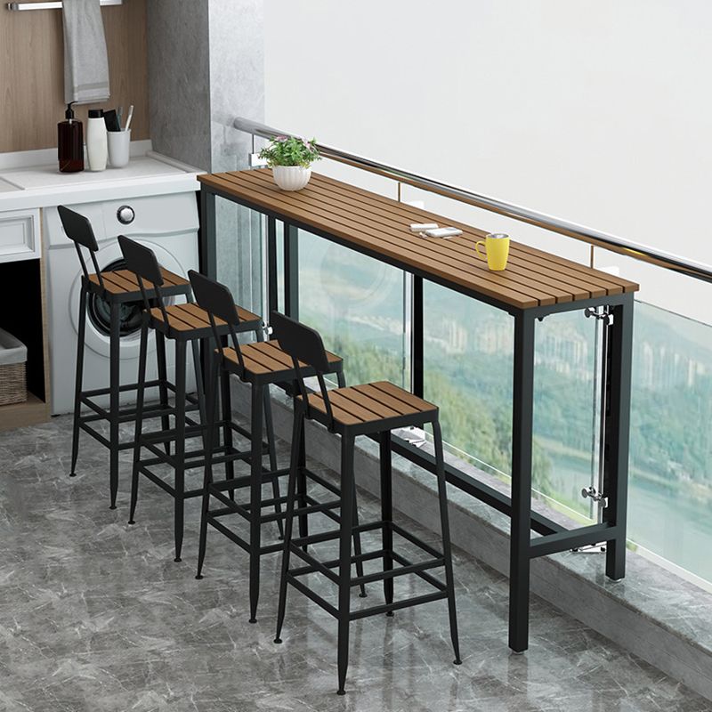 Industrieller Bartisch mit Metallgestell, Pub-Höhe, Esstisch für die Terrasse