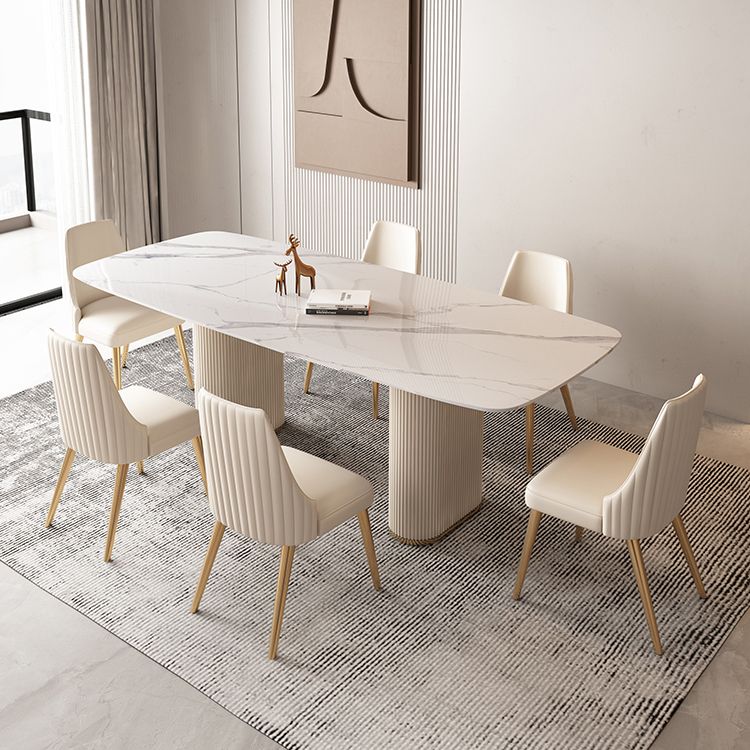 Nordic 1/4/5/7 Pieces Dining Set Rectangle Stone Table and White Chairs Dining Set Clearhalo 'Dining Room Sets' 'Dining Tables & Seating' 'dining_room_set' 'furn' 'furn_dining_room_set' 'Furniture' 'furniture_dining_room_set' 'Kitchen & Dining Furniture' 'kitchen&dining_furn' 'kitchen' 1200x1200_0ad6e436-b345-4191-9e17-a437459b0cb9
