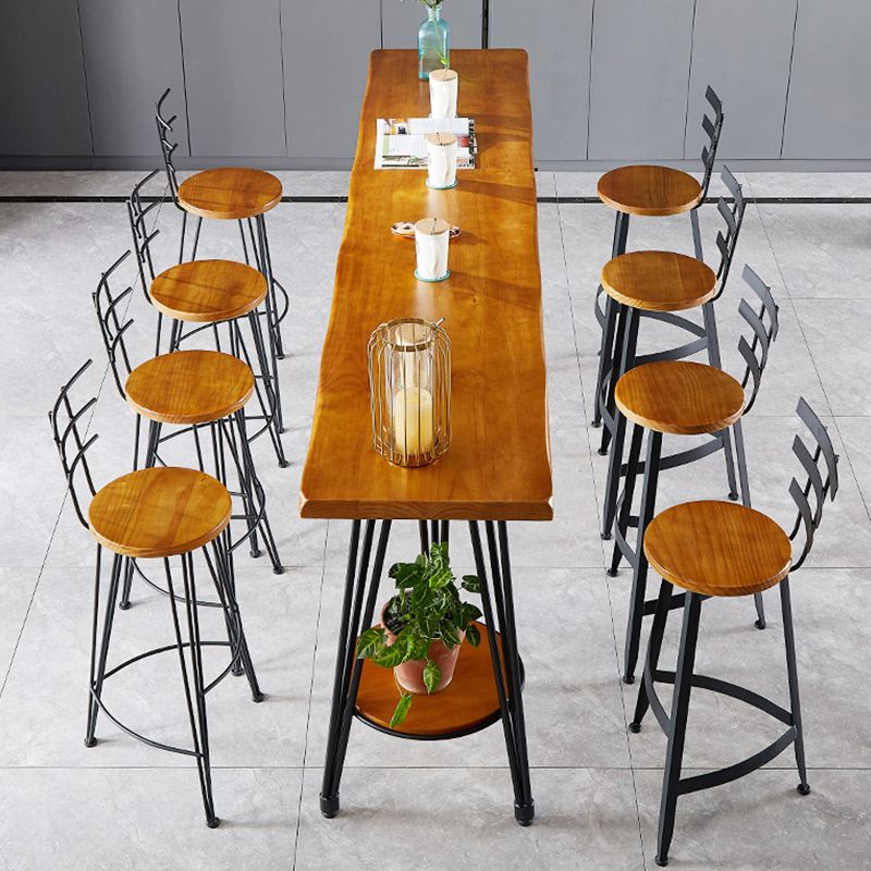 Table de bar de style industriel Table de pub rectangulaire en bois massif en marron