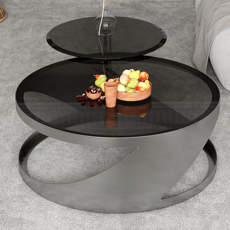 Glass Top Coffee or End Table Black Abstract Coffee Cocktail Table