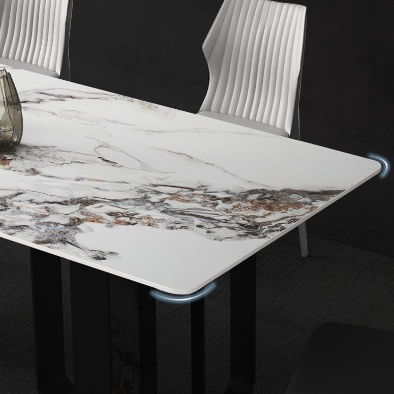 デザイナースタイルの焼結石トップダイニングセット長方形1/3/4/5/6ピースダイニングテーブルセット