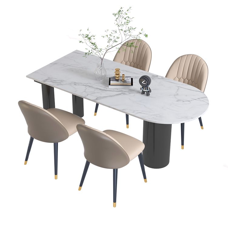 Contemporary Dining Table Sintered Stone Table with 3 Black Legs for Dining Clearhalo ' dining_table' 'Dining Tables & Seating' 'Dining Tables' 'Furniture' 'furniture_dining_table' 'Kitchen & Dining Furniture' 'kitchen&dining_furn' 'kitchen' 'kitchen_dining_table' 1200x1200_0add6447-151d-4e3c-9675-de44ef5ad0ec