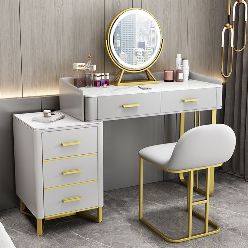 Glam Make-up Eitelkeit mit 5 Lagerschubladen und goldener Basis für Schlafzimmer