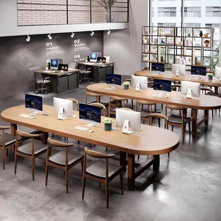 Escritorio de oficina de estilo contemporáneo escritura de reunión ovalada de madera sólida