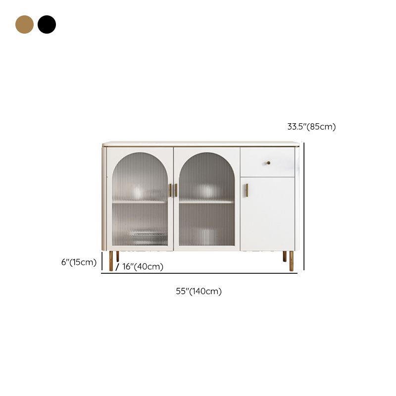 Scheda laterale di lusso di stoccaggio in pietra sinterizzato in casa con cassetti e porte