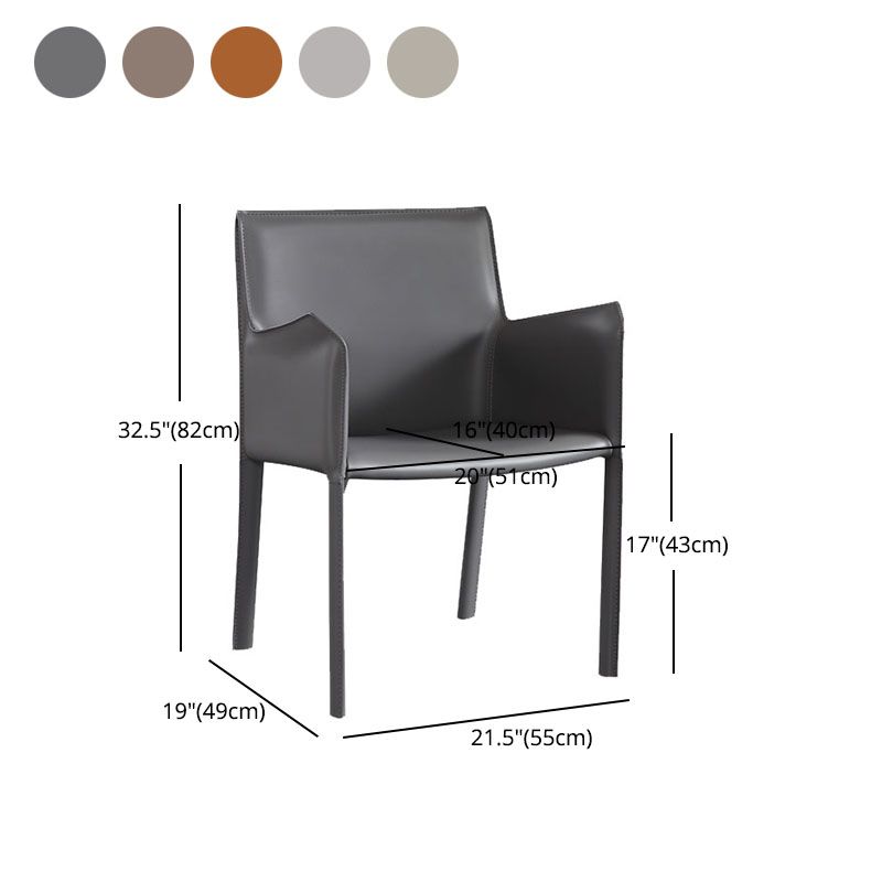 Solid Back Dining Chair Designer Style Dining Room Leather Arm Chair