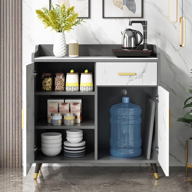 1-Drawer Engineered Wood Sideboard Glam Stone Countertop Credenza for Living Room Clearhalo 'buffet_sideboard' 'Buffets & Sideboards' 'furn' 'furn_buffet_sideboard' 'Furniture' 'furniture_buffet_sideboard' 'Kitchen & Dining Furniture' 1200x1200_0ae5a98d-4716-40cc-931d-aa27649e3d71