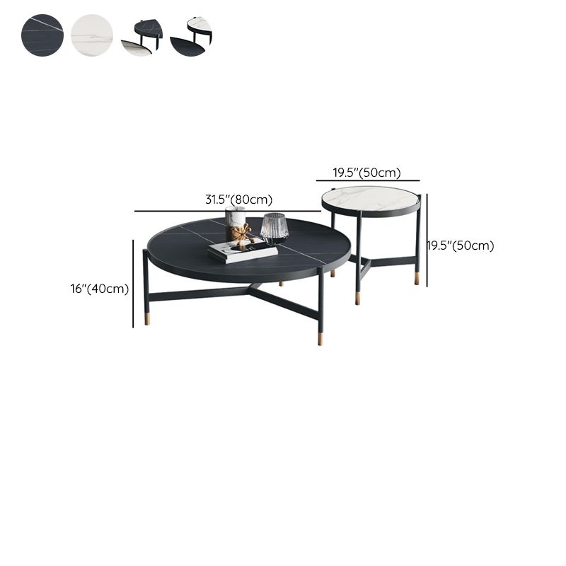 3 Legs 2 Piece Bunching Coffee Tables Minimalist Round Stone Cocktail Table Clearhalo 'Coffee & Accent Tables' 'Coffee Tables' 'coffee_tables' 'furn' 'furn_coffee_tables' 'Furniture' 'Living Room Furniture' 1200x1200_0ae5d7e5-0aa8-4191-9972-ba711f1ce2d1