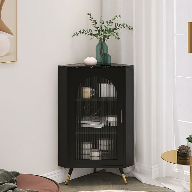 Servitore a buffet in pietra di ferro moderna 40 "H Server a buffet sala da pranzo con porta di vetro