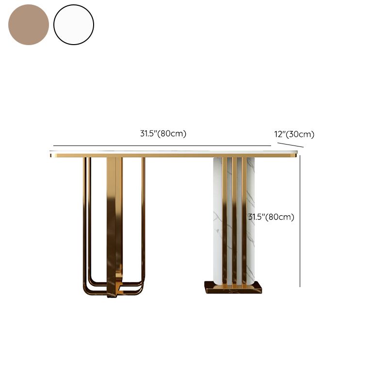 Tavolo accento glam console dorata con pietra rettangolo per sala