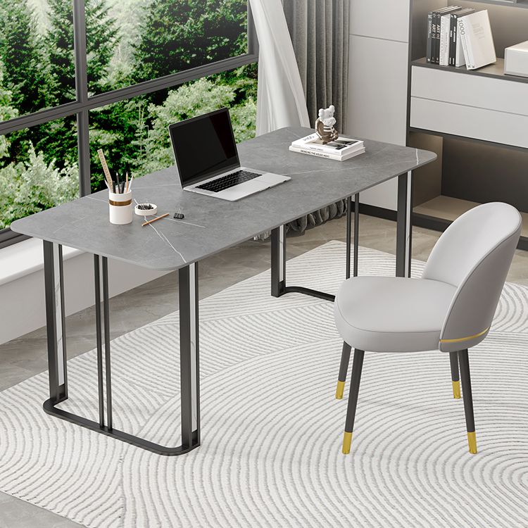 Contemporary Rectangular Office Desk Antique Finish Writing Desk with Metal Legs Clearhalo 'furn' 'furn_office_desk' 'Furniture' 'Office Desks' 'Office Furniture' 'office_desk' 1200x1200_0ae9c60b-8cbe-4e45-bd99-79465ea5f312