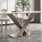 Luxury Sintered Stone Top Dining Table Rectangle Table with Single Pedestal