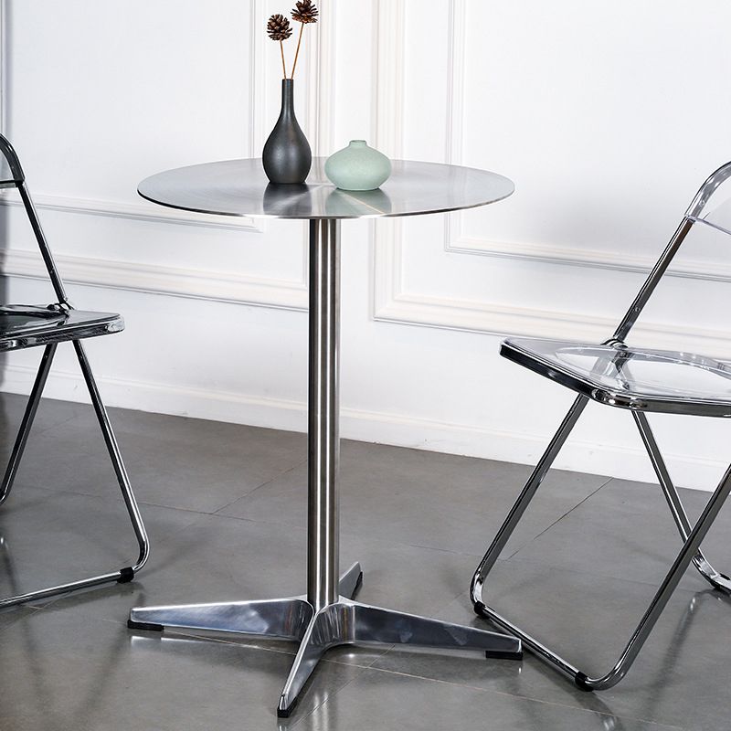 Stainless Steel Industrial Dining Table Pedestal Table for Dinning Room Clearhalo ' dining_table' 'Dining Tables & Seating' 'Dining Tables' 'Furniture' 'furniture_dining_table' 'Kitchen & Dining Furniture' 'kitchen&dining_furn' 'kitchen' 'kitchen_dining_table' 1200x1200_0aeb3425-0b55-4567-b7ed-c839ad4428f5