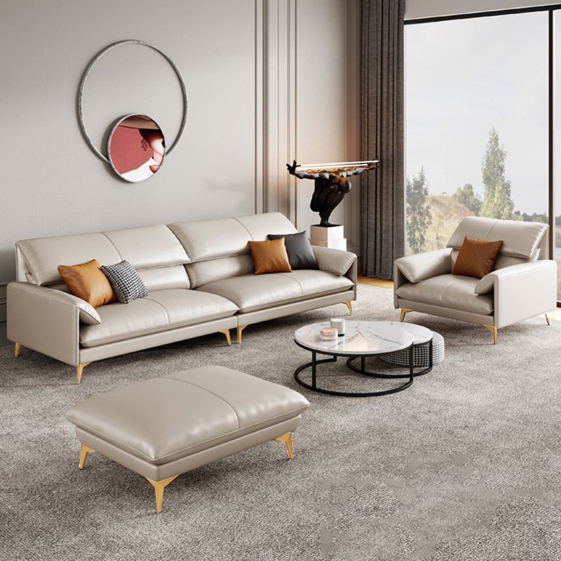 Standard Genuine Leather Contemporary Pillow Top Arm Stain Resistant Sofa Couch