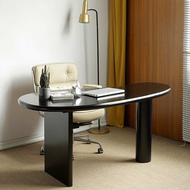 Escritorio de oficina de forma no convencional escritorio de escritura de madera maciza contemporánea para el hogar