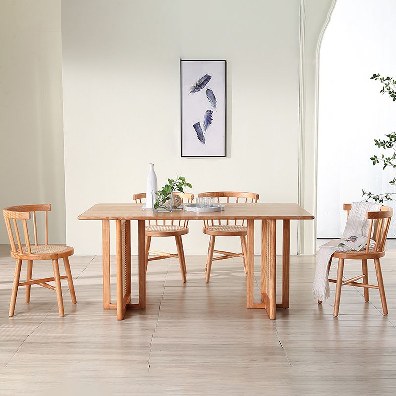 Rectangle Wood Dining Table Modern Oak Table in Nature with Double Pedestal Clearhalo ' dining_table' 'Dining Tables & Seating' 'Dining Tables' 'furn' 'furn_dining_table' 'Furniture' 'furniture_dining_table' 'Kitchen & Dining Furniture' 'kitchen&dining_furn' 'kitchen' 'kitchen_dining_table' 1200x1200_0af2fb1f-6d2b-4a01-b30e-7d24a25ee984