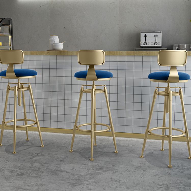Glam Rotatable Liftable Counter Stool Iron Cafe Bar Stool with Cushion and Pedal Clearhalo 'Bar Furniture' 'Bar Stools' 'bar_stools' 'furn' 'furn_bar_stools' 'Furniture' 'furniture_bar_stools' 'Kitchen & Dining Furniture' 1200x1200_0af57b86-495e-4ccf-a53e-ecde62ca6cb8