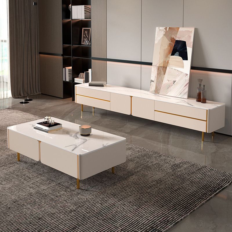 Glam Stone TV Media Console Enclosed Storage Stand Console for Living Room Clearhalo 'furn' 'furn_tv_stands_entertainment_centers' 'Furniture' 'Living Room Furniture' 'TV Stands & Entertainment Centers' 'TV Stands & Media Storage Furniture' 'tv_stands_entertainment_centers' 1200x1200_0af610f5-de31-4338-8adb-dfee984d3eea