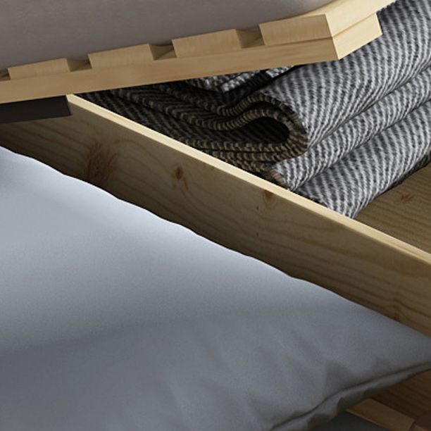 White Standard Bed Modern Bed Frame with Upholstered Headboard