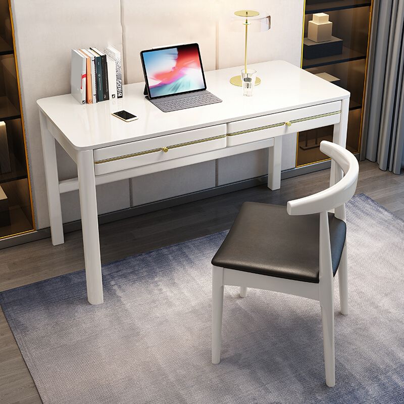 Modern Solid Wood Office Desk 2-drawer 29.53" Tall Writing Desk Clearhalo 'furn' 'furn_office_desk' 'Furniture' 'Office Desks' 'Office Furniture' 'office_desk' 1200x1200_0af69aeb-fb41-4c7e-8f67-e552744cc537