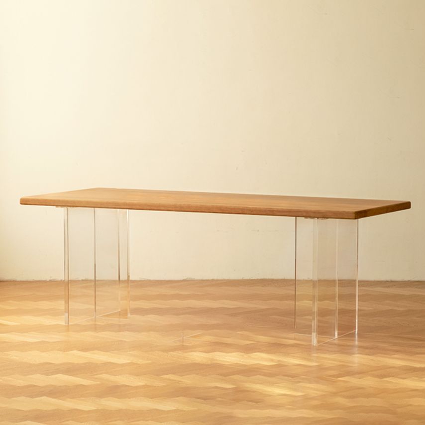 Tavolo da pranzo in legno massiccio e acrilico moderno rettangolo fisso sala da pranzo