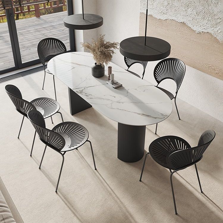 Marble Dining Table Contemporary Style Dining Site Table with Double Pedestal Clearhalo ' dining_table' 'Dining Tables & Seating' 'Dining Tables' 'furn' 'furn_dining_table' 'Furniture' 'furniture_dining_table' 'Kitchen & Dining Furniture' 'kitchen&dining_furn' 'kitchen' 'kitchen_dining_table' 1200x1200_0af7fd8b-7208-4073-b5c3-bae8e67a7518