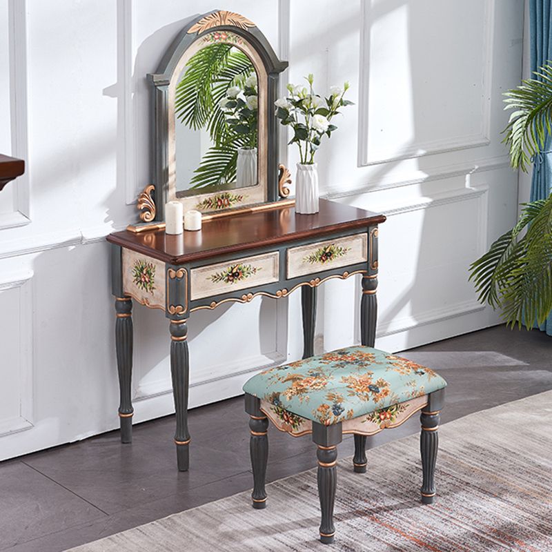 Victorian Wood Vanity Set with Stool and Mirror in Antique Oak Vanity Clearhalo 'Bedroom Furniture' 'furn' 'furn_makeup_vanities' 'Furniture' 'Makeup Vanities' 'makeup_vanities' 1200x1200_0af84a87-757d-4a64-870a-e6e2a5c17cd6