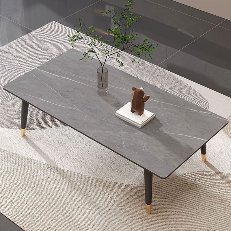 Einzel-Couchtisch mit 4 Beinen, moderner rechteckiger Couchtisch aus Schiefer