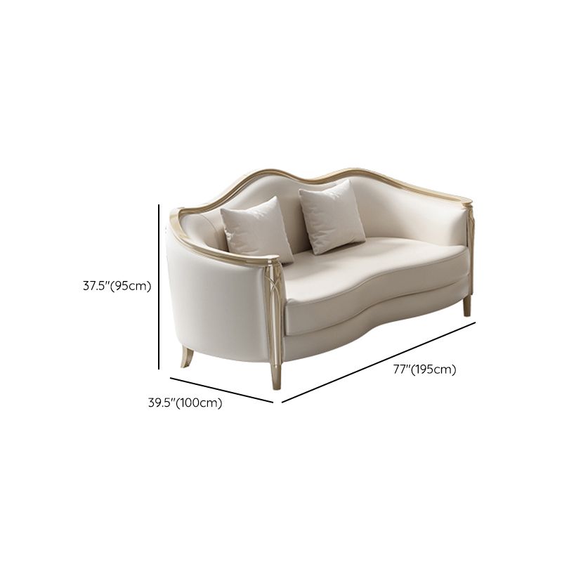 Glamhaftes Holz weiß echtes Ledersofa mit Kissen für Wohnzimmer