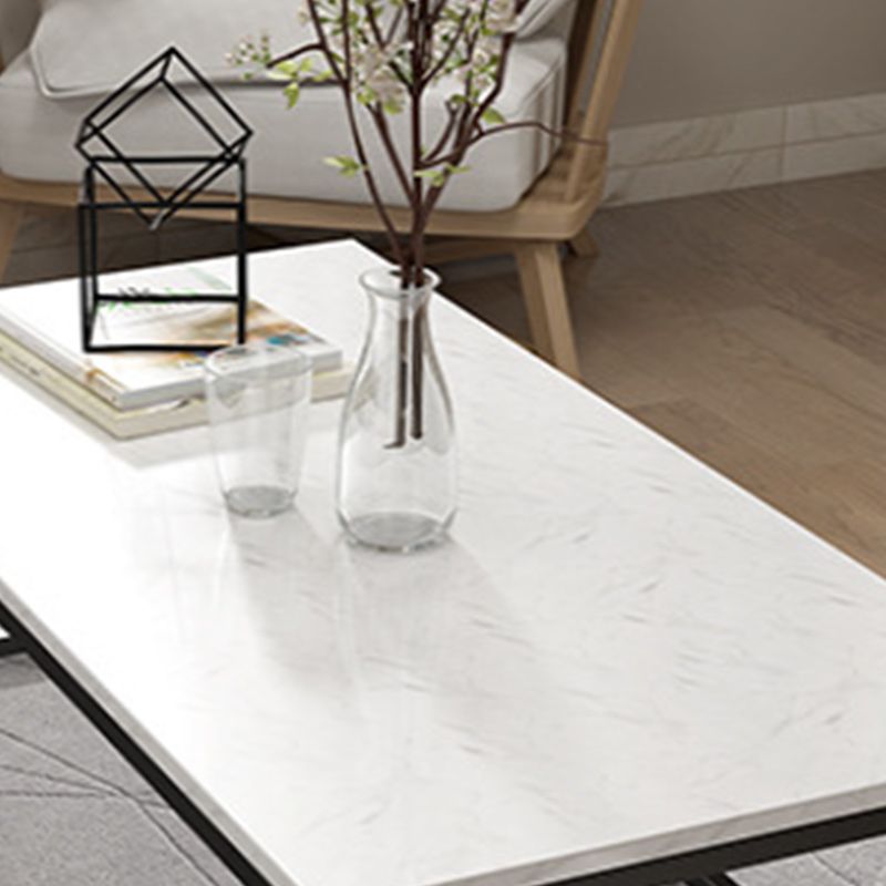 Glam Coffee Table with Metal Frame Base and Marble Top in White Clearhalo 'Coffee & Accent Tables' 'Coffee Tables' 'coffee_tables' 'furn' 'furn_coffee_tables' 'Furniture' 'Living Room Furniture' 1200x1200_0b02c8ba-8f32-4875-ac60-ef9c66d791cd