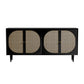 Black Wicker Doors Contemporary Sideboard Solid Wood Buffet Table for Dining Room