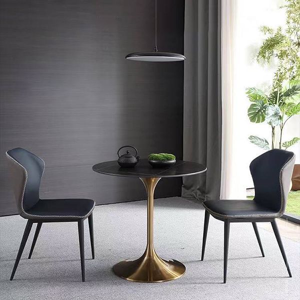 Round Two-Color Dining Table Sintered Stone Table Luxury with Tulip Base Clearhalo ' dining_table' 'Dining Tables & Seating' 'Dining Tables' 'furn' 'furn_dining_table' 'Furniture' 'furniture_dining_table' 'Kitchen & Dining Furniture' 'kitchen&dining_furn' 'kitchen' 'kitchen_dining_table' 1200x1200_0b043a11-cdc5-49fa-bc13-ddc02a21e995