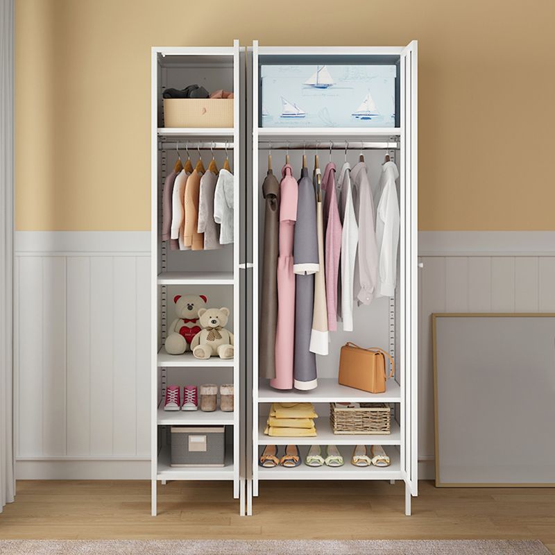 Contemporary Wardrobe Cabinet with Adjustable Shelves Steel Wardrobe Armoire Clearhalo 'Armoires & Wardrobes' 'armoires_wardrobes' 'Bedroom Furniture' 'furn' 'furn_armoires_wardrobes' 'Furniture' 1200x1200_0b045196-3230-49d7-bd90-2e35271d1bb3