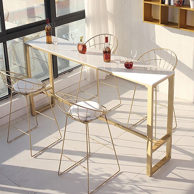 Juego de mesa de bar rectangular Glam, mesa de bar con estructura de hierro de 1/5 piezas y taburetes tapizados